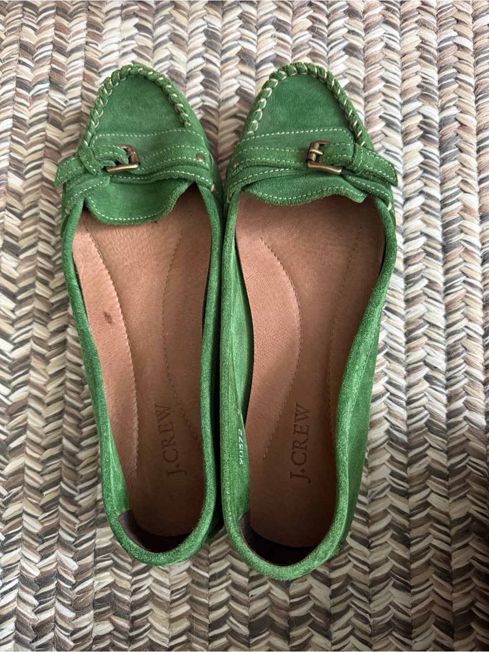 J. Crew Kingston Suede Driving Mocs in Fresh Pine Size 9